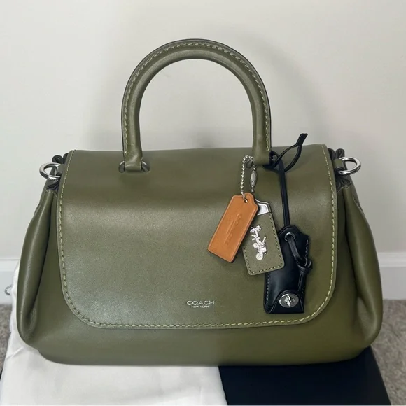 Coach Slouchy Rogue Top Handle Bag in Olive Green & Silver CCC39 Authenticated - Picture 6 of 13
